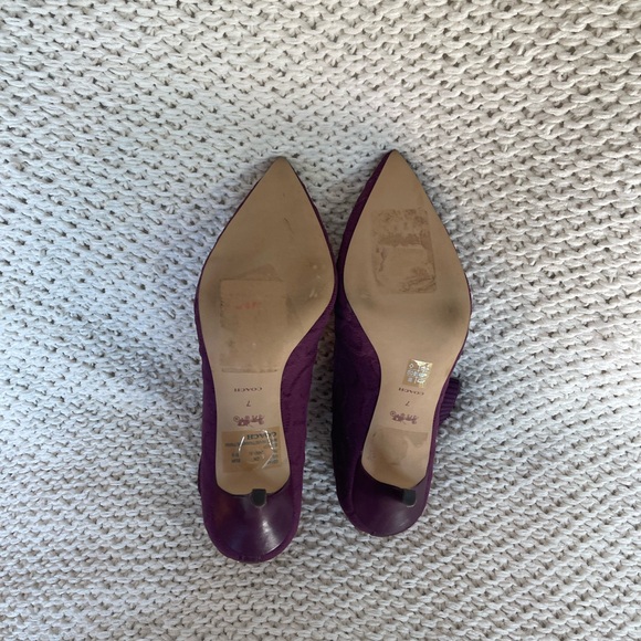 Coach Women’s Jade Knit Signature Leather Ankle Bootie Deep Berry Size 7 - Picture 4 of 5